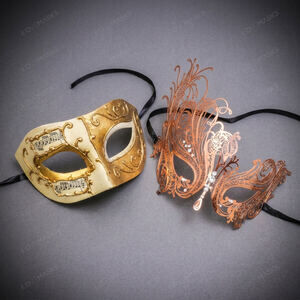 Venetian Musical Filigree Masquerade Halloween Party Mask Gold Rose Gold